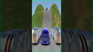 School Bus & Buses vs Bollards Crush - BeamNG.Drive