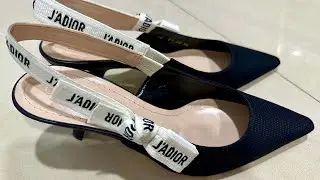 Luxury Unboxing : J'Adior Slingback Pump Black Technical Fabric / Dior shoes