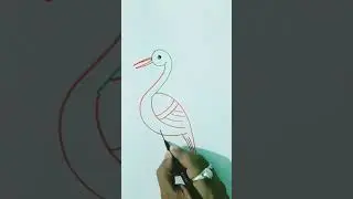 Quick simple and easy drawing of heron using 9 l Heron drawing for beginner #shortsfeed #shorts