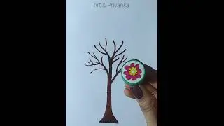 How To Draw A Cherry blossom tree #shorts #satisfying #youtubeshorts  #art