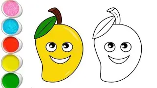 Cute Mango Drawing For Kids | Step by Step Art Fruit Drawing For Kids | Easy Mango Drawing