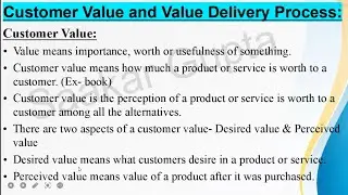 Customer Value And Value delivery Process || MBA Marketing Management
