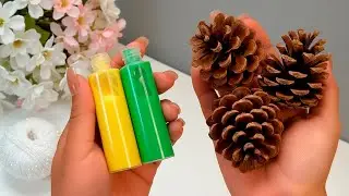LOOK what I MADE with Acrylic Paint and Pine Cones!😍 So Beautiful and Easy! DIY Home Decor!