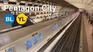 ⁴ᴷ ᴴᴰᴿ Washington Metro &mdash; Blue and Yellow Line Trains at Pentagon City