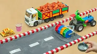 DIY Truck & Mini Tractor Build Brick Bridge with Modern Drain Valves After Flood | Science Project#2