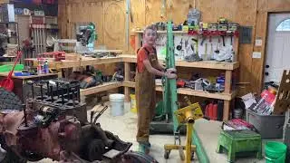 1947 Farmall A Restoration. We found a new block. Engine hoist. Engine Stand. Roz Tractor Repair.