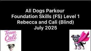 All Dogs Parkour Foundation Skills Level 1 (FS1), July 2025
