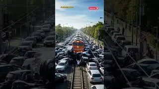 Unstoppable Train Through City Chaos #train #cars #shorts