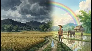 Ghibli ASMR Cozy Cooking: Harvesting Rice in a Stormy Vietnamese Village