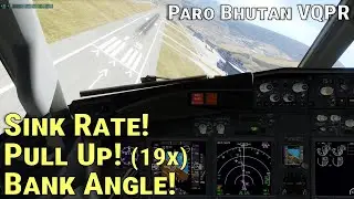 X-Plane 12 Zibo Mod 737 - Short Final, Rapid Descent Emergency Landing @ Paro Bhutan Himalayas