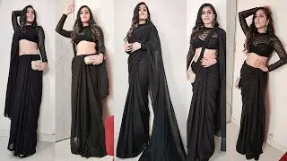Bollywood Style in Black Georgette Saree| Most Trendy Style Ideas |Part 1 Draping trends| Nikksmua