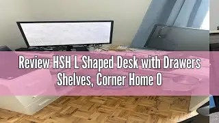 Review HSH L Shaped Desk with Drawers Shelves, Corner Home Office Desk with Storage Cabinet, Large W