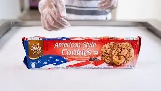 AMERICAN STYLE COOKIES ICE CREAM ROLLS - SATISFYING ASMR
