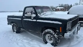 12/13/2025 winter storm family trip in donkey 1977 gmc k15 lerna il