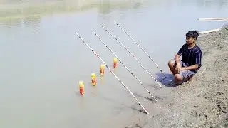 Best Fishing Video Popular fish Trapping System in Beautiful Village River with Fish Hook Trap#fish