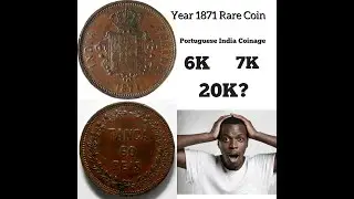 60 REIS 1 TANGA | LUIZ I | Portuguese India Coin |  Colonial Issues | Year 1871 | Rare Coin |