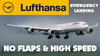 Lufthansa NO FLAPS & HIGH SPEED Airbus A340-300 emergency Landing at Frankfurt Airport