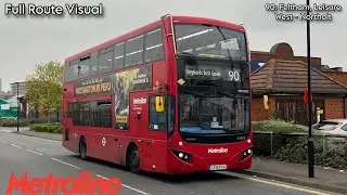 Full Route Visual | London Bus Route 90: Feltham, Leisure West - Northolt (VMH2531 - LF68 PXH)