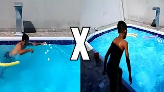 Desafio na Piscina: Pai vs Filho – Quem Pega Todas as Bolinhas Mais Rápido? 🏊‍♂️