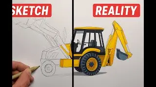 How to Draw a Backhoe Loader  From Rough Sketch to Realistic Construction Vehicle