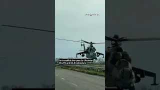 An incredible low-pass by Ukrainian MI-24V and Mi-8 helicopters 🚁 #warinukraine #counteroffensive