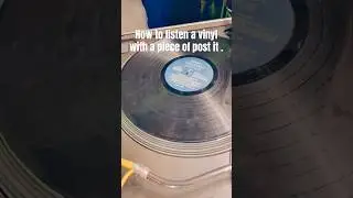 How to listen a vinyl record with a pice of post it . #vinyl #experiment #science #physics #omg