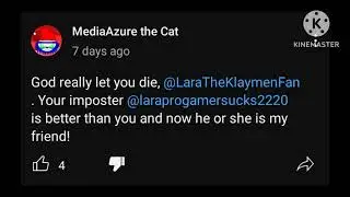 Calling out @Медиа-лазурь-кот for sending death threats to me and @LaraThePlonstersFan