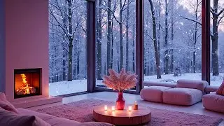 Snowstorm Outside a Silent Winter Cabin 🔥 | Warm Fireplace Sounds & Cozy Night Atmosphere