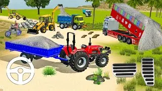Load Bori into a JCB Tractor Trolley challenge| Dumper Truck and Lorry Truck Loading Bori in Game
