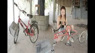 the genius girl repairs and maintains bicycles for children