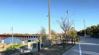 Running in the 2024 Tulsa Run! Approaching the Williams Pedestrian Bridge! 7:55am, cst!