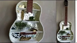 DIY Guitar Shelf* Broken mirror idea* Полка из старой гитары и разбитого зеркала