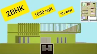 2BHK simple House ||35'&times;30' house plan||1050 sqft||2.50 cent beautiful house ||2D and 3D view