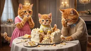Mama Cat Trims Fur on the Farm and Makes Tiger Hat For Kittens At Home 🐾🎩🐯