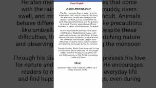 A Short Monsoon Diary Summary Class 8 English #class8#english#thestudyspottt#youtubeshorts