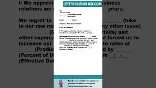 Rates Revision Letter - Letter by Supplier Regarding Price Increase