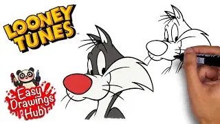 How to draw Sylvester the Cat in 4 minutes - Looney Tunes Drawing