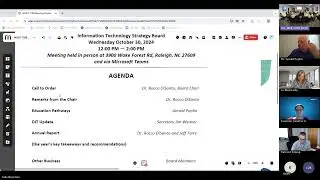 North Carolina IT Strategy Board Meeting (Oct. 30, 2024)
