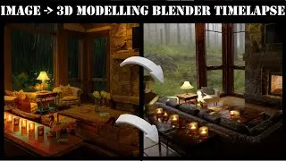 Cozy Realistic Living Room made in Blender - 3D modelling timelapse