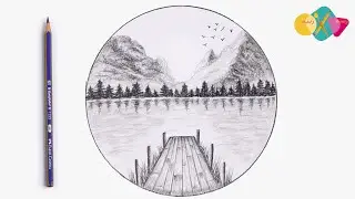 رسم منظر طبيعي سهل جدا بالرصاص || تعلم كيف ترسم منظر طبيعي سهل للمبتدئين | رسم سهل جدا