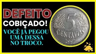 VOC&Ecirc; J&Aacute; PEGOU UMA DESSA NO TROCO! 5 CENTAVOS 1997, MOEDA COM DEFEITO COBI&Ccedil;ADO POR COLECIONADORES. 