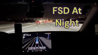 Tesla Full Self Driving At Night City & Highway Drive 12.5  With Model Y Long Range AWD FSD 12.5.1.3