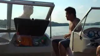 Rene Jumps off motorboat