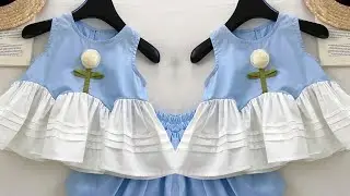 Beautiful Ruffle Baby Frock with Flower Design | Easy Cutting & Stitching Tutorial