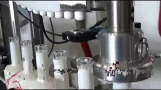 Complete Distillery Line with Tapered Bottles on Pucks