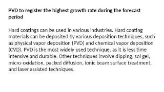 Hard Coatings Market Industry