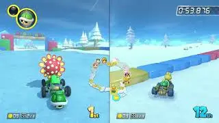 SNES Vanilla Lake 1 - Mario Kart 8 Deluxe (Switch) Splitscreen Gameplay Petey Piranha + Koopa Troopa