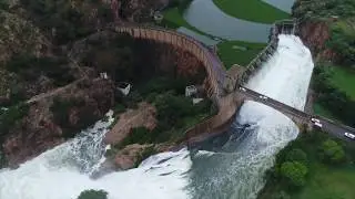 Hartbeespoort Dam - spectacular view with all ten sluices open.