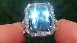 GIA Certified Estate Natural FLAWLESS Blue Topaz & Diamond 14k Gold Vintage Ring - A131536