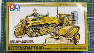 Tamiya Kettenkraftrad with Infantry Cart and Demolition Vehicle 1/48 Scale Model Vehicle